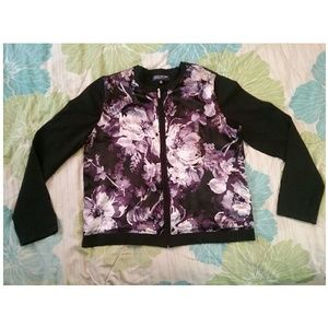Floral Zipper down sweater